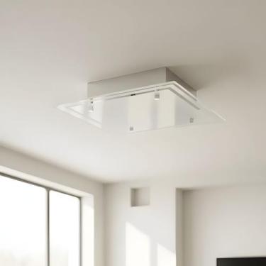 Imagem de Lustre Plafon de vidro Sobrepor Para 02 Lâmpadas quadrado 30cm X 30cm 