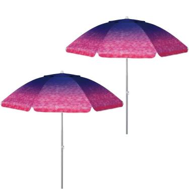 Imagem de Kit 2 Guarda Sol 2m Alumínio Sombreiro Aruba Azul Marinho/Rosa - 1309 Tobee