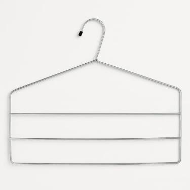 Imagem de Cabide Cromado para Calça com 3 Divisões – Organizador de Guarda-Roupa – Aço Resistente 32x38cm – Economiza Espaço e Mantém Roupas Alinhadas