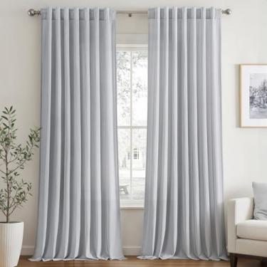 Imagem de EMEMA Cortinas transparentes de privacidade cinza 213 cm de comprimento, conjunto de 2 painéis, cortinas semitransparentes para quarto, sala de estar, cortinas de janela que deixam a luz entrar, 132 x