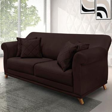 Imagem de Sofá 2 Lugares Pé De Madeira Julieta 160 Cm Suede S04 - D'rossi Cor Café