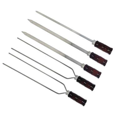 Imagem de Kit 5 Espetos Churrasco 81Cm 3 Modelos Para Diversas Carnes