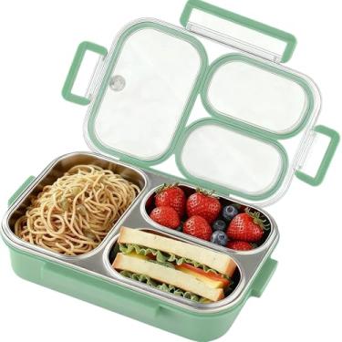 Imagem de Eechen Charm Lancheira de aço inoxidável – Caixa Bento de 740 ml com 3 compartimentos, livre de BPA, à prova de vazamento
