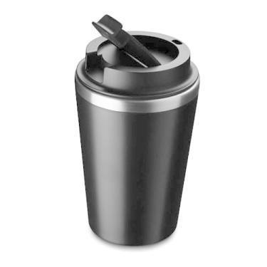 Imagem de Copo Térmico de Inox com Parede Dupla, Tampa Hermética com Rosca, Preto, Isolamento Térmico para Bebidas Quentes e Frias