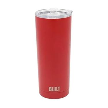 Imagem de BUILT Copo de água de 590 ml - copo de aço inoxidável isolado a vácuo com tampa, copo de viagem de parede dupla - durável, reutilizável e sustentável copo de aço para viagem caneca de café (vermelha)