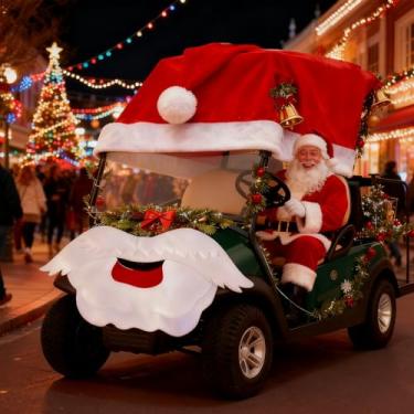 Imagem de Buryeah 2 peças de 5 metros grande decoração de carro de Natal chapéu de Papai Noel e barba fofa capas de carro ao ar livre fantasia de carro acessórios automotivos feltro Papai Noel kit de carro