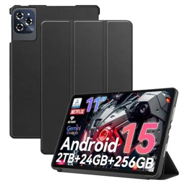 Imagem de Capa para tablet Tabwee W90 de 11 polegadas, capa KONXISA com suporte de três dobras, couro PU premium e capa de adsorção magnética, resistente a arranhões e à prova de choque, preta