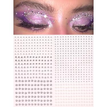 Imagem de 2 peças de vários tamanhos 3D imitação de pedras preciosas adesivas para olhos e rosto com pequena broca redonda de resina faça você mesmo festival de música Y2k maquiagem festa adesivos de decoração