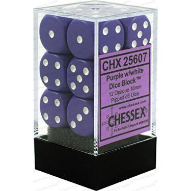 Imagem de Chessex 25607 Opaque Purple with White - 16 mm Six Sided Dice Set of 12