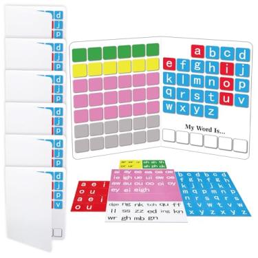 Imagem de Ireer 6 Set Phonics Magnetic Letter Tiles Set Spelling Reading Games Board Manipulative Phonemic Awareness Sentence Building Alphabet ABC Fridge Magnets Homeschool Classroom Learning Activity