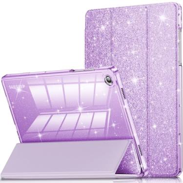 Imagem de INFILAND Capa para Samsung Galaxy Tab A11+Plus/A9+ Plus 11 polegadas (2023/2025), capa protetora para tablet com glitter e parte traseira transparente [despertar/dormir automaticamente] para meninas e
