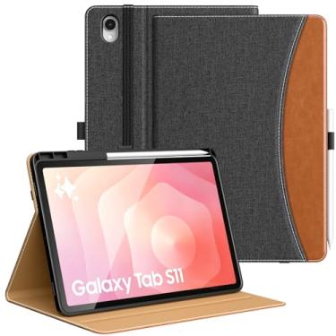 Imagem de MoKo Capa para Samsung Galaxy Tab S11 2025 de 28 cm com suporte para caneta S, capa de couro PU com suporte multiângulo para Galaxy Tab S11 5G (SM-X730/SM-X736B) com alça de mão, bolso, despertar