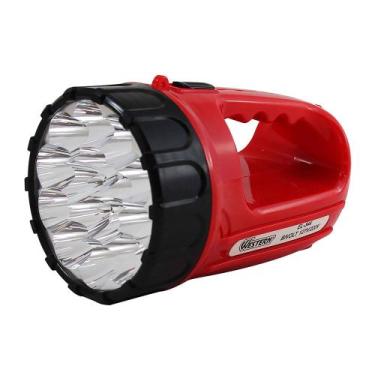 Imagem de Lanterna Recarregável 15 Leds Alça Western vermelha, Vermelho e Preto,