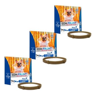 Imagem de Kit 3 Coleiras Deltametrina 19g Confront Antipulgas Anticarrapatos Mosquitos Cães Pequenos Médios