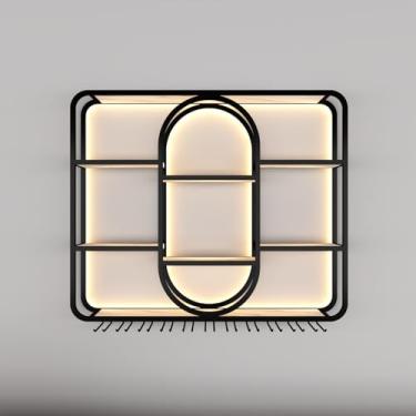 Imagem de Prateleiras de bar para parede de metal industrial, rack de vinho montado na parede com luz, suporte de garrafa e vidro, prateleiras de vinho de grande capacidade, armazenamento elegante, exibição