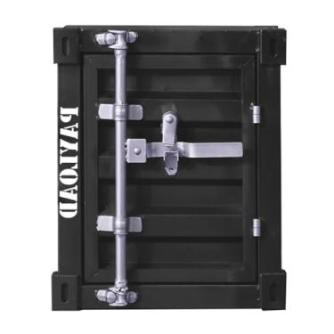 Imagem de YIYUESHIJIU Mesa Lateral, Armário De Armazenamento Metal Estilo Industrial Retrô, Cabeceira Contêiner Marítimo, Mesas Canto Ferro Criativas Para Quarto E Sala Estar (Porta Direita Preta)