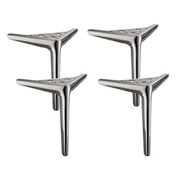 Imagem de Conjunto de 4 pés modernos de móveis triangulares de metal, projetos de bricolage para suporte de TV, sofá, armário, etc. com parafuso de montagem de protetores de chão, 5 cores, 4 tamanhos. (18 cm