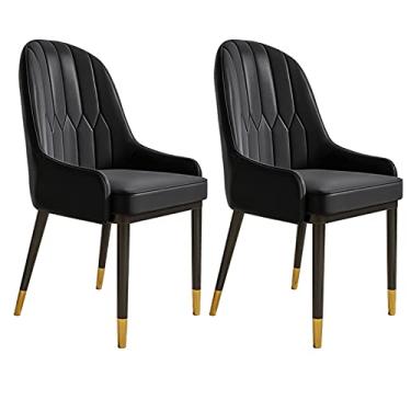Imagem de Cadeira de jantar, cozinha, sala de jantar, móveis, cadeiras modernas de cozinha, cadeiras de jantar, conjunto de 2 cadeiras laterais de couro PU à prova d'água com pernas de metal, encosto alto