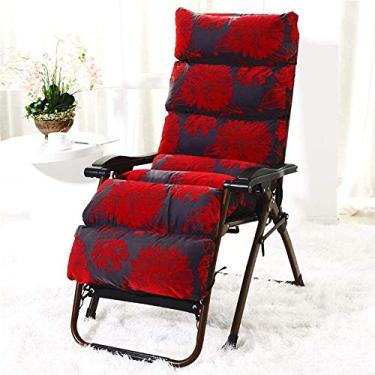 Imagem de Espreguiçadeira de jardim dobrável com gravidade zero e almofadas para pessoas pesadas, praia, acampamento, portátil, preto, suporte de 260 kg (cor, padrão de flor vermelha), vermelho