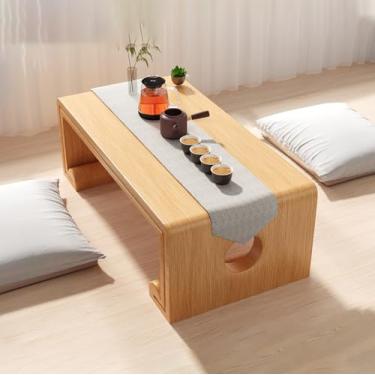 Imagem de Mesa de chão japonesa, multifuncional, retangular, de madeira, moderna tatami, mesa de centro japonesa, mesa baixa para sala de estar, chá, decoração de casa, artesanato resistente.