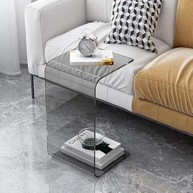 Imagem de Mesa lateral de acrílico, mesa de canto transparente para quarto, mesa de canto de 2 níveis, mesa de centro multiuso, mesa de laptop, para sala de estar, quarto, varanda, pátio, escritório, 3 tamanhos