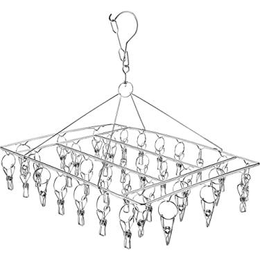 Imagem de Secadora de meias dobráveis, 40 x 30 x 35 cm, rotação de 360° com 36 clipes, economia de espaço de aço inoxidável à prova de vento, para meias, roupas íntimas, roupas de bebê, meias, roupas íntimas