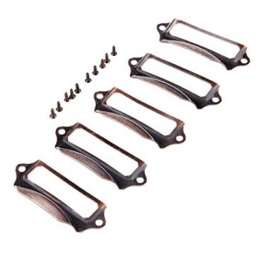 Imagem de nihngvjm 5 peças 69 x 30 mm latão antigo vintage metal etiqueta puxador alça arquivo nome cartão titular para móveis armário gaveta caixa alças (cor: Cor B)