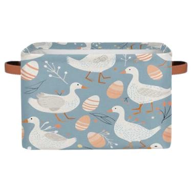 Imagem de hongjinglin Cestas de armazenamento pequenas, ovos de ganso, fofos, com alças, caixas de armazenamento de brinquedos infantis, organizador de cubo de tecido dobrável para berçário, sala de estar