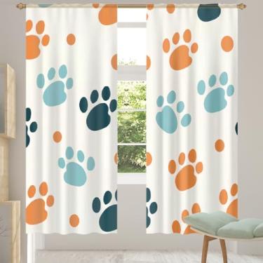 Imagem de 2 conjuntos de painéis com pegadas de urso lindas cortinas transparentes arejadas com filtro leve painéis de cortina leve cortina de porta para janela para sala de estar, quarto, jantar, 192 cm de