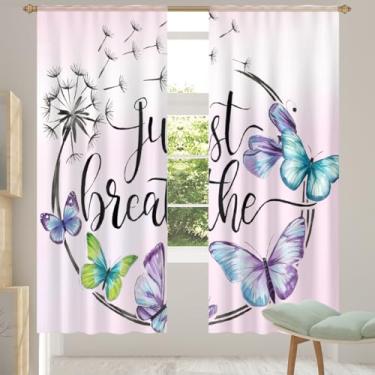 Imagem de 2 conjuntos de painéis com palavras borboletas lindas cortinas transparentes arejadas com filtro leve painéis de cortina leve cortina de porta para janela para sala de estar, quarto, jantar, 192 cm de