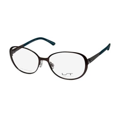 Imagem de MOREL Lightec 7010l armação de óculos moderna de aço inoxidável premium designer francês feminino, Marrom/azul-petróleo, 53-16-135