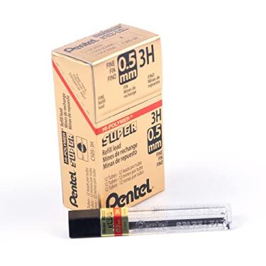 Imagem de Pentel Recarga de grafite super alto polímero, 0,5 mm, fino, 3H, 144 peças de chumbo (C505-3H), cinza