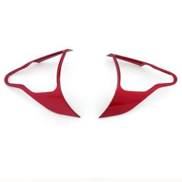 Imagem de JUIVEEL Capa de botão de controle de acabamento de volante estilo vermelho compatível com acessórios Hyundai Elantra CN7 N Hyundai Kona N 2022-2023