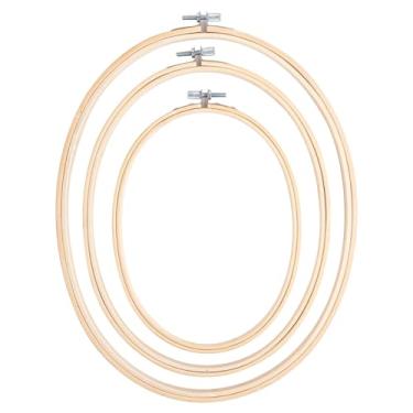 Imagem de Framendino, Pacote com 3 3 Tamanhos de Bastidor Oval para Bordado, Bastidor de Bambu para Ponto Cruz, Molduras para Bordado, para Costura, Artesanato de Bordado Faça Você Mesmo