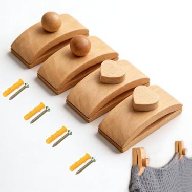 Imagem de Pacote com 4 cabides de colcha para parede para exibição, grampos de cobertor, clipes de parede de madeira para pendurar, cabides de tapeçaria, colchas, tapeçarias, tapetes, arte de fibra e muito mais