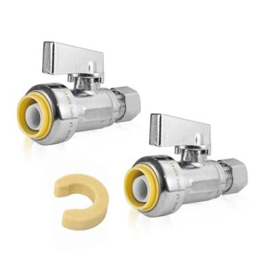 Imagem de Válvula de parada reta de 1/4 de volta, válvula de encaixe reto Niikappu pacote com 2, válvula de compressão de 1/2 pol. x 3/8 pol. OD para bidê, pia e máquina de lavar
