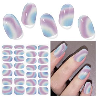 Imagem de DUKASOU Tiras De Gel Semi Curadas Para Unhas, 28 Adesivos Uv, Duradouros Com Qualidade Salão Uso Doméstico, Inclui Almofadas Preparação, Lixa E Palito Madeira (Pirulito Colorido)
