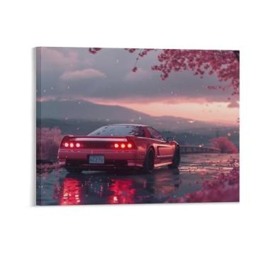 Imagem de HouLaiZhe Rosa Romântico Nsx Jdm Carro Flores de Cerejeira Cartazes Tela Estética Sala Decoração de Parede Impressões Galeria Sala Decoração de Parede para Quarto Sala de Estar Escritório 16 x 20