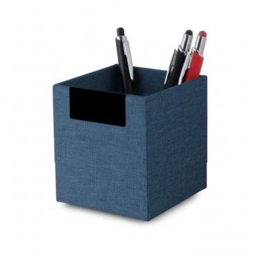 Imagem de Organizador Porta Canetas e Objetos em Tecido Azul Organizador de Mesa Executivo