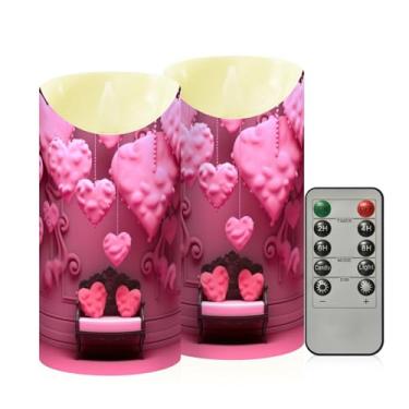 Imagem de Wassud Pacote com 2 velas fofas e românticas sem chama com controle remoto, velas realistas cintilantes com temporizador, velas decorativas para Natal, casamento, festa, decoração de casa média