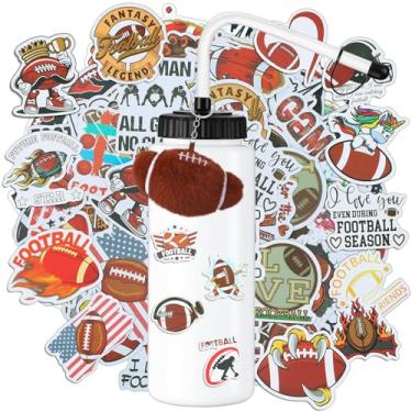Imagem de LemonRoad 1 garrafa de água de futebol de 1 litro com canudo longo espremer garrafa de água com 100 peças de adesivos de futebol acessórios para meninos, homens, amantes de jogadores, presentes