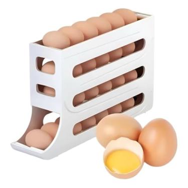Imagem de Suporte Organizador de Ovos com Dispensador Automático 4 Camadas para Geladeira 28 Ovos