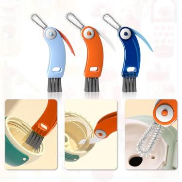 Imagem de Escova de limpeza de tampa de copo 3 em 1, limpador de lacunas de garrafa multifuncional para espaços apertados, ferramentas portáteis de limpeza de cozinha doméstica 2 peças (laranja)