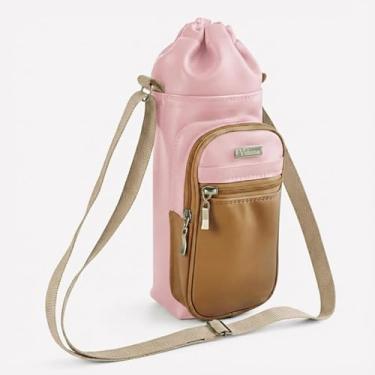 Imagem de Bolsa Térmica (ROSA COM CARAMELO) GALANTE para Garrafa de 1,5 LITROS ml em Couro Sintético - Coleção Cores VERÃO 2026