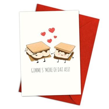 Imagem de Podagree Gimme S'more of Dat Ass Cartão engraçado de dia dos namorados – trocadilho fofo S'mores, presente romântico impertinente para namorado, namorada, marido ou esposa – solteiro 14 x 20 cm