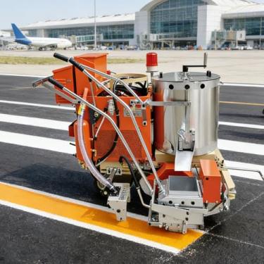 Imagem de Máquina de marcação rodoviária por vibração a quente, equipamento profissional de pintura de linha de tráfego com grande barril de aquecimento – adequado para aplicar linhas de vibração elevadas de