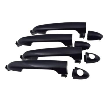 Imagem de Conjunto de 4 maçanetas externas compatíveis com Kia Rio 2012-2017 para portas dianteiras e traseiras (esquerda e direita) - Códigos: 82651-1W010, 82652-1W010 e 82652-1W030.(2 Keyhole Set)