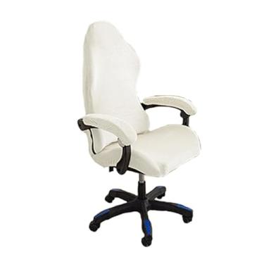 Imagem de GERLNF Capa de cadeira elástica com apoios de braços, capa de veludo para cadeira de jogos, protetor de poltrona para cadeira giratória de corrida reclinável (branco de penteado)