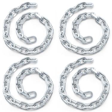 Imagem de Cididu Pacote com 4 correntes de elos de segurança de 1/4 polegada, corrente de elos de portão de aço de 60 cm, corrente de bobina grossa resistente para casa, ao ar livre, cercas, bicicletas