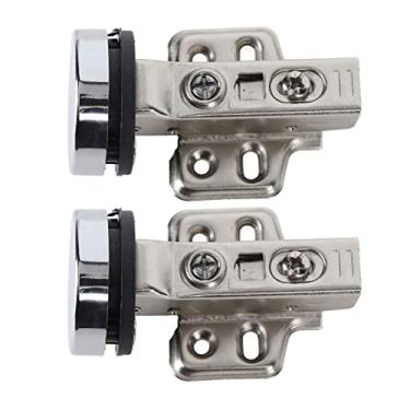 Imagem de Dobradiça de porta de vidro para chuveiro, 2 conjuntos de dobradiças de porta de vidro de aço inoxidável com 4 furos para hotel (meia sobreposição de dobra média, 9 mm)